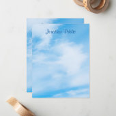 Aangepaste naam van Calligrafiescript Blue Sky Notitiekaartje (Voorkant / Achterkant in situ)