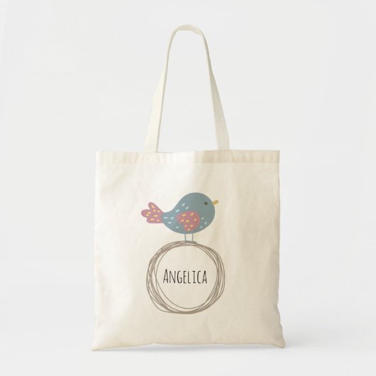 Aangepaste naam van Cute Bird Tote Bag (Voorkant)
