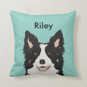 Aangepaste naam van de douanegrens Collie Pillow Kussen