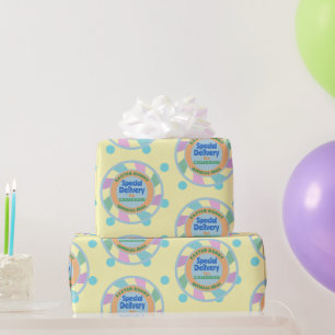 Aangepaste naam van de Paashaas Geel & Blauw Cadeaupapier