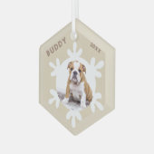 Aangepaste naam van dog-pen Fotosnowflakes Glas Ornament (Voorkant links)