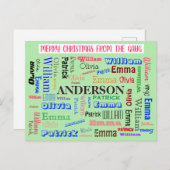 Aangepaste naam van familie Aangepaste Word Cloud Briefkaart (Voorkant / Achterkant)