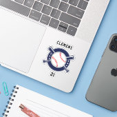 Aangepaste naam van het Baseball-softbalteam Sticker (Laptop met iPhone)