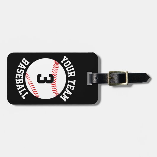 Aangepaste naam van het Baseball-team, afspeelnumm Bagagelabel (Voorkant horizontaal)
