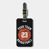 Aangepaste naam van het Basketbalteam, afspeelnumm Bagagelabel (Voorkant verticaal)