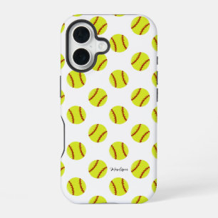 Aangepaste naam van het Softball-patroon bevestige iPhone 16 Hoesje