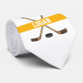 Aangepaste naam van Hockey Player Number Yellow Go Stropdas (Opgerold)