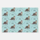 Aangepaste naam van Otter Pattern Birthday Inpakpapier Vel (Voorkant)