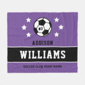 Aangepaste naam van Paarse voetbalspeler Fleece Deken (Voorkant (Horizontaal))