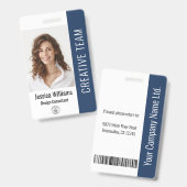 Aangepaste naam van personeel logo streepjescode f badge (Voor- en achterkant)