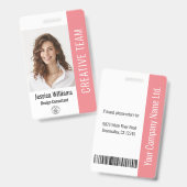 Aangepaste naam van personeelsleden Logo Bar Code  Badge (Voor- en achterkant)