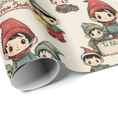 Aangepaste naam van Santa Elves Cadeaupapier (Rol Hoek)