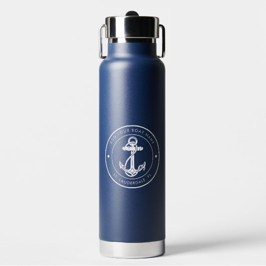 Aangepaste naam van scheepsankerboot waterfles (Voorkant)