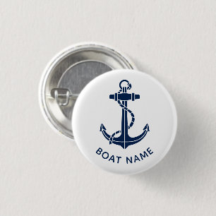 Aangepaste naam van scheepsreis met anker ronde button 3,2 cm