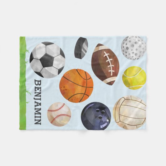 Aangepaste naam van Sporty Cluster Fleece Deken (Voorkant (Horizontaal))