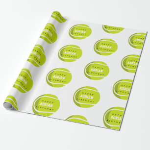 Aangepaste naam van Tennis Ball Birthday Party Cadeaupapier