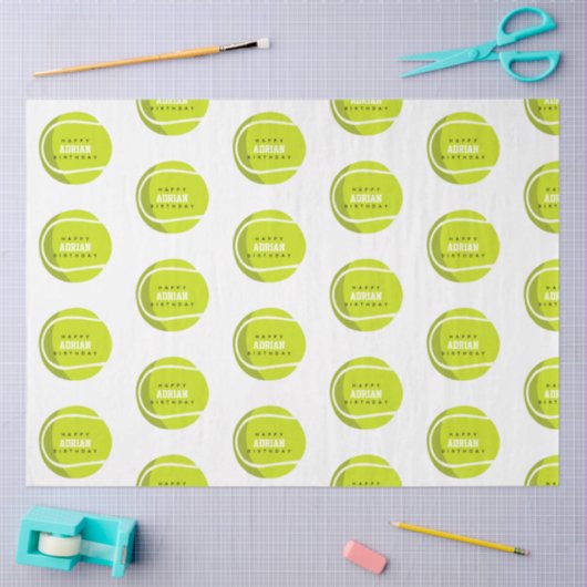 Aangepaste naam van Tennis Ball Birthday Party Tissuepapier (Craft)