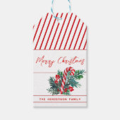 Aangepaste naam van & tot | Candy Cane Christmas Cadeaulabel (Voorkant)
