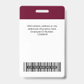 Aangepaste naam van werknemer Bedrijfslogo QR-code Badge (Achterkant)