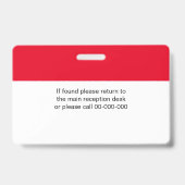 Aangepaste naam van werknemer Foto en QR-code Rood Badge (Achterkant)