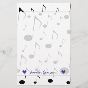 Aangepaste naam + veel muzikale notities patroon briefpapier