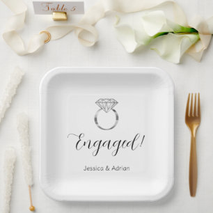 Aangepaste naam verbonden met Diamond Ring Engagem Papieren Bordje