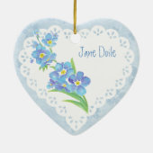 Aangepaste naam vergeten-me-niet-Waterverf ventila Keramisch Ornament (Achterkant)