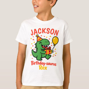 Aangepaste naam verjaardagsfeestje dino t-shirt