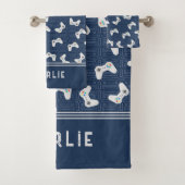 Aangepaste naam videogamerpatroon bad handdoek (Insitu)