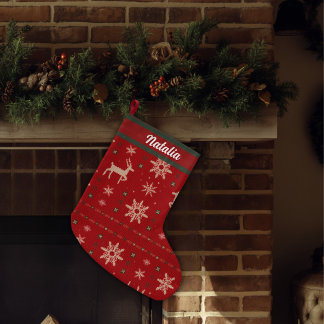 Aangepaste Naam - Vintage Breistijl Grote Kerstsok
