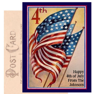 Aangepaste naam vintage vierde juli patriottische  briefkaart