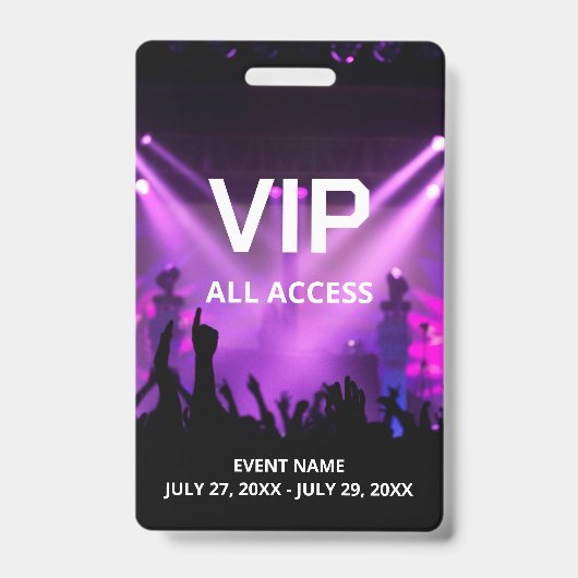 Aangepaste naam VIP All Access Pass Badge (Voorzijde)