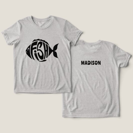 Aangepaste naam Vis Tri-Blend Shirt (Ontwerp Voorkant & Achterkant)