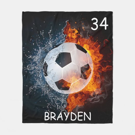 Aangepaste naam Voetbal Blanket Fleece Deken (Voorkant)