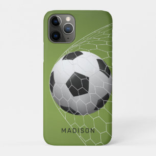 Aangepaste naam Voetbal Gele telefoongevallen iPhone 11 Pro Hoesje
