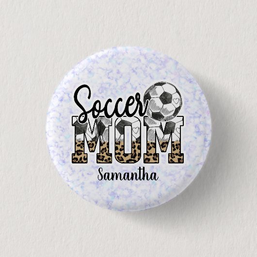 Aangepaste naam Voetbal Mam | MOEDERDAG Ronde Button 3,2 Cm (Voorkant)