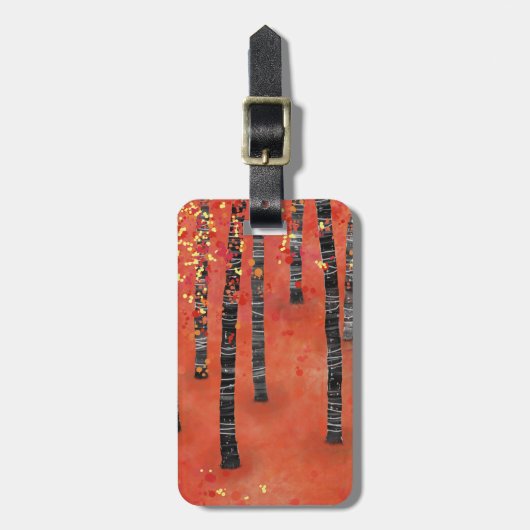 Aangepaste naam vogel bos landschap bagagelabel (Voorkant verticaal)