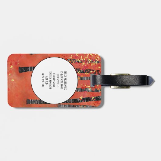 Aangepaste naam vogel bos landschap bagagelabel (Achterkant horizontaal)