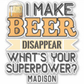 Aangepaste naam voor Beer Superpower Sticker (Voorkant)