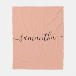 Aangepaste naam voor Blush roze kalligrafie Fleece Deken