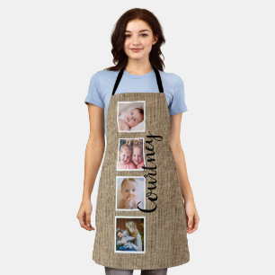 Aangepaste naam voor burlap foto collage schort