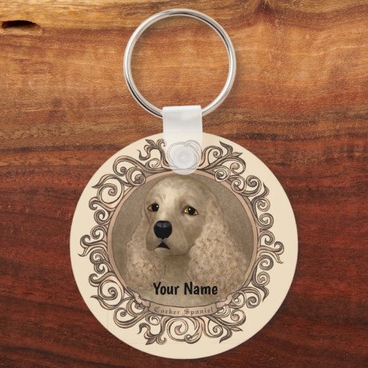 Aangepaste naam voor  cocker spaniel sleutelhanger (Voorkant)