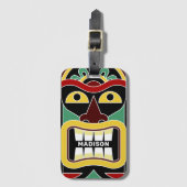 Aangepaste naam voor Cool Tiki Totem Bagagelabel (Voorkant (verticaal))