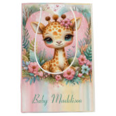 Aangepaste naam voor Cute Baby Giraffe Medium Cadeauzakje (Voorkant)