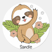 Aangepaste naam voor Cute Baby Sleuf Ronde Sticker (Voorkant)