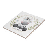 Aangepaste naam voor Cute Baby Zebra Flower Wreate Tegeltje (Zijkant)