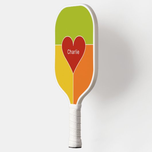 Aangepaste naam voor het hartpatroon pickleball paddle (Links)