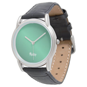Aangepaste naam voor kalkturquoise horloge