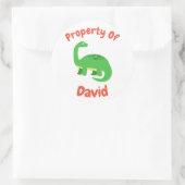 Aangepaste naam voor kinderen Diplodocus Dinosaur Ronde Sticker (Tas)