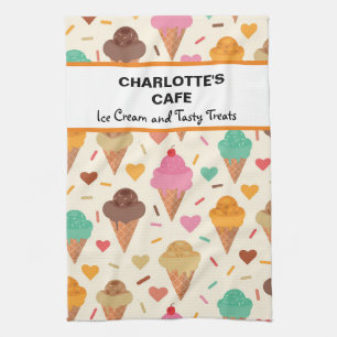 Aangepaste naam voor kleurrijke Ice Cream Pattern Theedoek